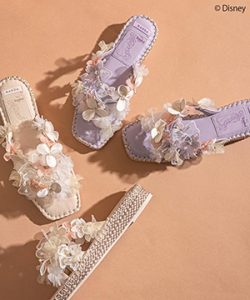 美品【ランダ】ディズニー ラプンツェルシリーズ フラワー刺繍スニーカー Mサイズ レディースブランドRANDA『塔の上のラプンツェル』シリーズ